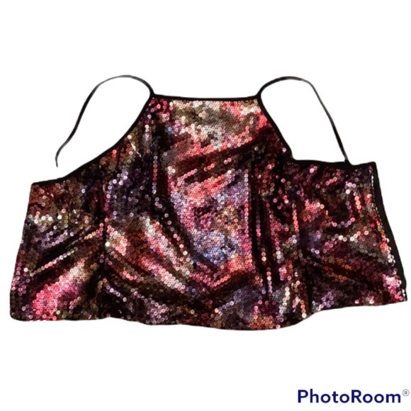 1990s VINTAGE BLACK METALLIC MULTI SEQUINS CORSET DRESS TOP ⭐️⭐️⭐️⭐️⭐️ - Picture 11 of 15